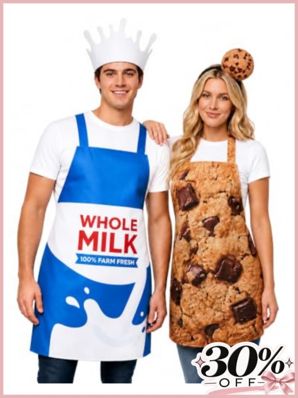 Milk and Cookies Couple Halloween Costume Apron Set One Size